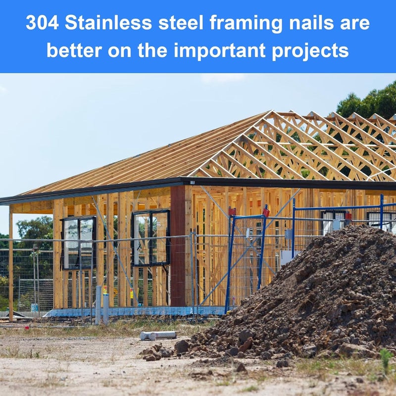 SimCos Framing Nails 304 Stainless Steel 21° Full Round Head Nail 21 Degree Ring Shank Nail for Pneumatic, Electric 21 degree Framing Nailer (3"-500 pcs) - Image 5